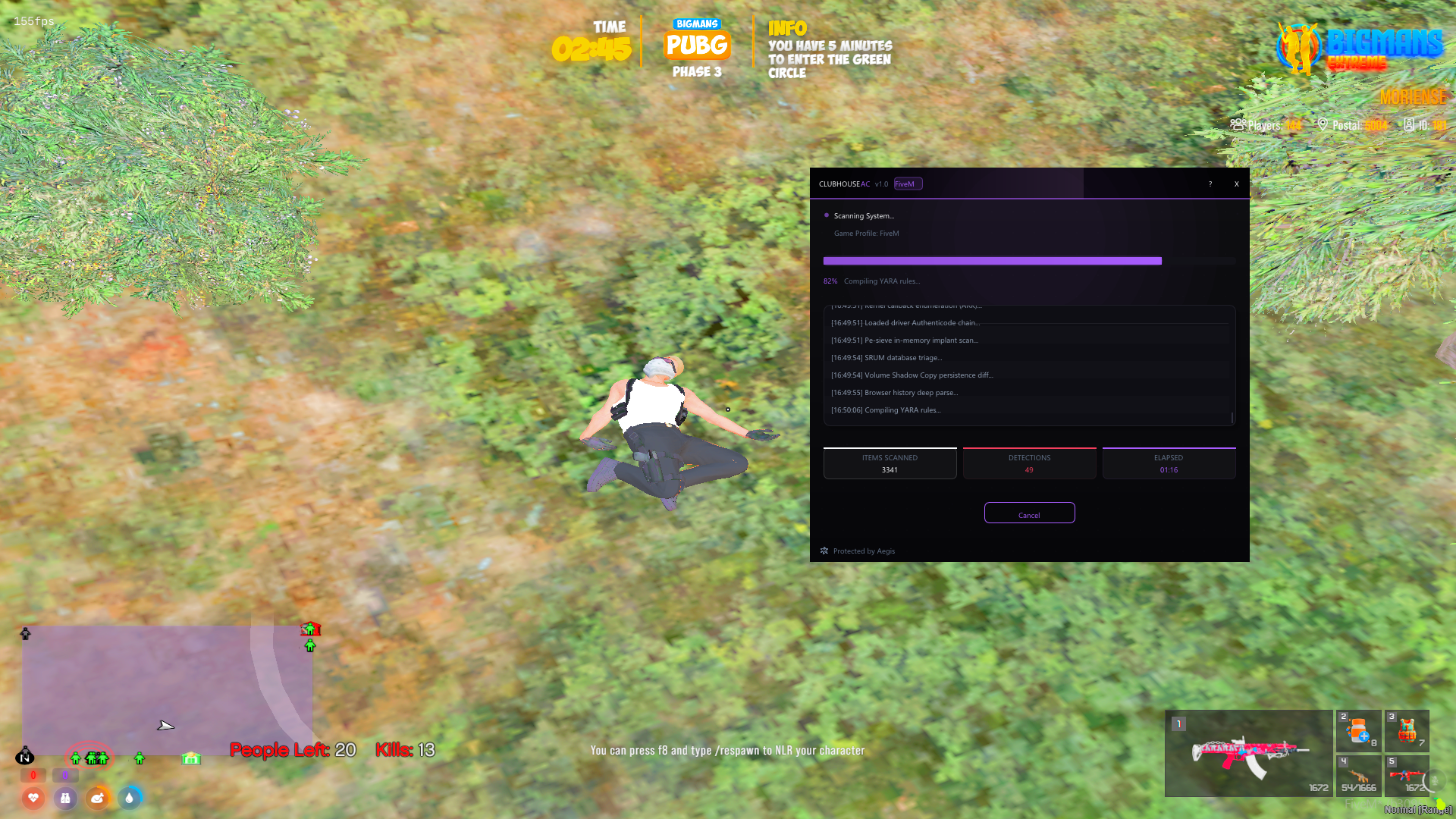 Scanner running during a FiveM battle royale drop