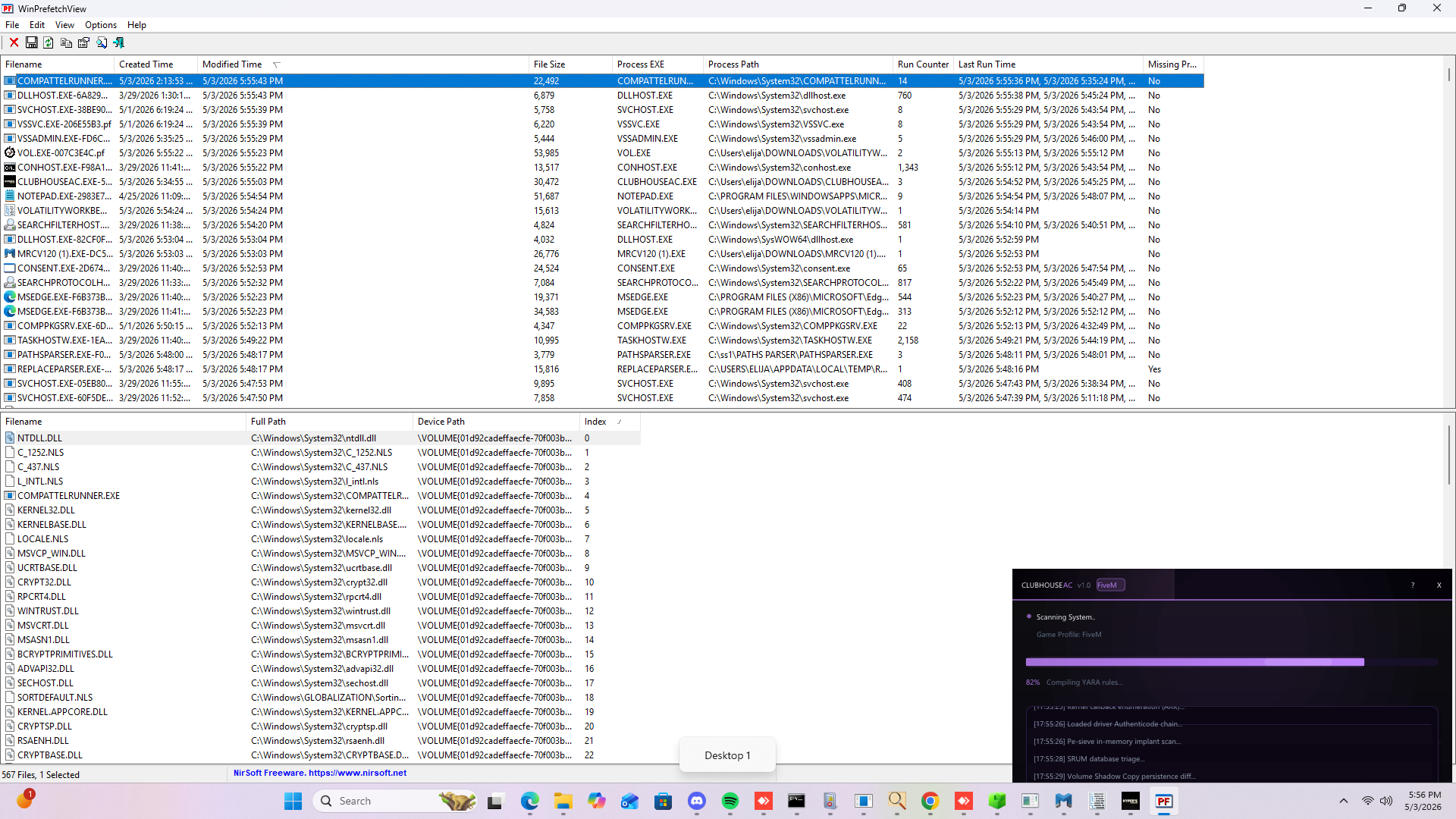 Cross-referencing every executed binary