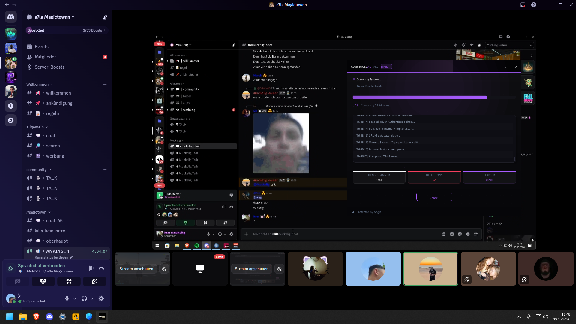 Tournament-grade screening during a stream