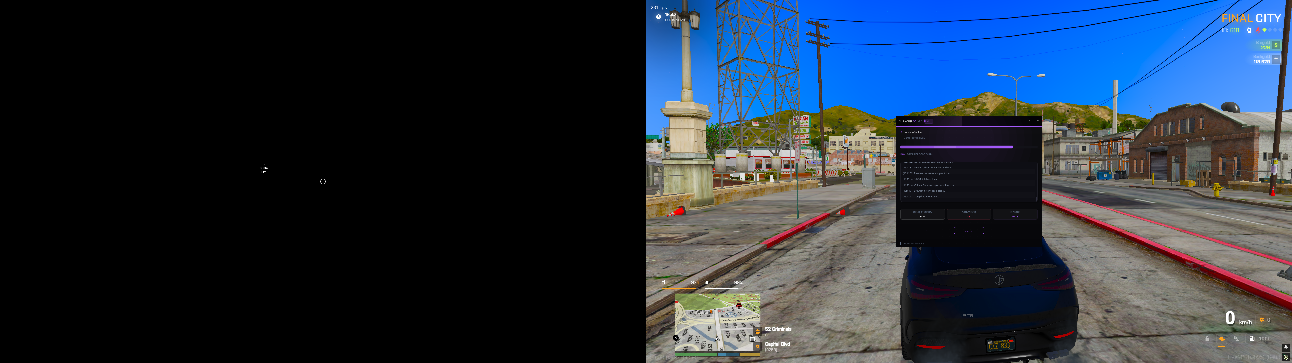 Scanner running over FiveM gameplay